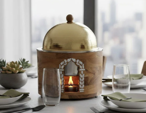 Cacerola árabe de diseño popular con tapa negra, soporte de madera y calentador de alimentos con vela, al mejor precio para uso doméstico y hotelero - Product Image 4