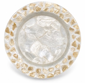 Plateau de service artisanal en coquille de Capiz, nacre naturelle, plateau décoratif et vaisselle de luxe - Product Image 1