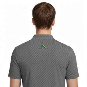 NEXTEX เสื้อโปโลลายทางแนวทแยงสำหรับทุกเพศสีเทาสีดำแขนสั้นคอปกติดกระดุม - Product Image 2