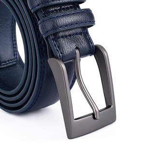 Ceinture en cuir véritable originale pour homme, longueur personnalisée, ceintures en cuir bleu de haute qualité - Product Image 4