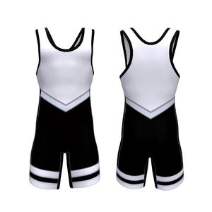 Traje de Lucha Libre con Bloques de Color Negro, Rojo y Azul, Ajuste de Compresión, Uniforme de Equipo Personalizado, Ropa Deportiva sin Mangas para Entrenamiento de Lucha Libre - Product Image 2