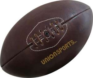 Ballon de rugby en cuir naturel vintage entièrement cousu main et avec lacets sur le dessus - Product Image 1