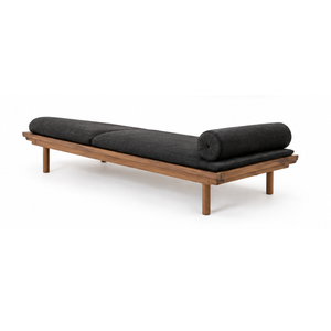 Chaise longue de jardin en teck massif, lit de repos extérieur, canapé-lit pour patio, bord de piscine, jardin, hôtel, resort, avec coussin - Product Image 4