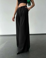 Pantalones Palazzo de Cintura Alta y Pierna Ancha para Mujer, Elegantes, Transpirables, de Secado Rápido, 100% Poliéster, con Pliegues Delanteros, Corte Holgado, Cierre de Botones