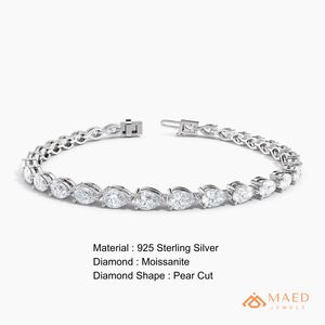 สร้อยข้อมือลูกแพร์ตัด Moissanite สำหรับผู้ชายสีขาวทองหรูหราของขวัญครบรอบการหมั้น - Product Image 6