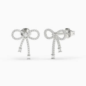 Nuevos Aretes de Diamante con Lazo 2026, Aretes de Diamante con Lazo en Oro Rosa de 14K, Diamante Cultivado en Laboratorio, Joyería Fina para Novia y Boda - Product Image 2