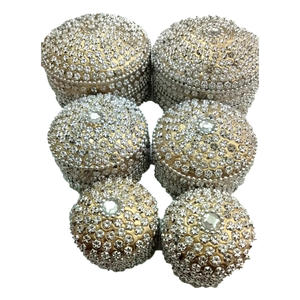 Juego de 6 Cajas Redondas para Joyería, de Aluminio, con Perlas Blancas, para Regalos de Boda, Cajas de Almacenamiento de Joyería - Product Image 1