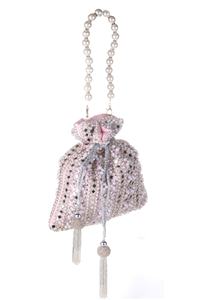 Sac Potli fait main avec miroir et perles pour femme, pochette à cordon pour mariage et fête, vente en gros Inde - Product Image 3