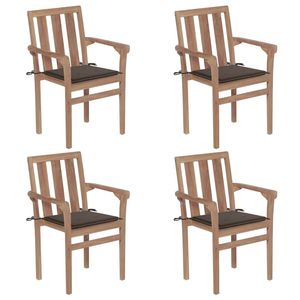 Ensemble de 4 chaises de patio taupe avec coussins, meubles d'extérieur durables - Product Image 1