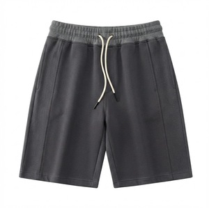 Shorts en coton pour hommes, couleur unie, avec cordon de serrage, décontractés, style Bermuda, respirants, tricotés, coupe ample, taille mi-haute, streetwear - Product Image 4