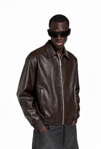 Popular New Men's Jacket, Short Style, High-quality Vintage Pu Leather Jacket for Men's Coat Sports <b>Cardigan</b> High Quality - Product Image 2
