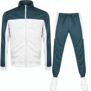 Color Block Solid Men Tracksuit Set Zip up Hoodie and <b>Jogger</b> Pants Breathable Casual Sportswear Winter Front Logo - Product Image 4