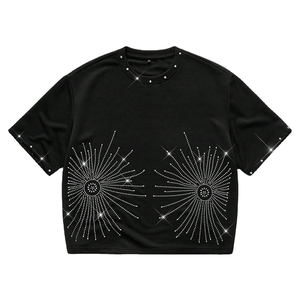 Oversized Black Rhinestone T-Shirt <b>Men's</b> Streetwear Short Sleeve <b>Crop</b> <b>Top</b> Geometric Pattern O-Neck Jersey Fashion <b>Men's</b> t-shirt - Product Image 1