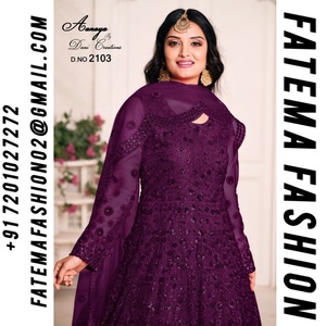 ชุดหมาจิ้งจอกหนักแบบดั้งเดิมของผู้หญิงอินเดียและปากีสถานมีลำดับเย็บปักลายหมาป่า - Product Image 2