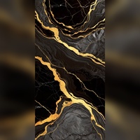 Carrelage mural en céramique de style Marquina noir et or moderne de qualité supérieure, finition intérieure élégante, non émaillé, type brique réfractaire, 300x600mm, épaisseur 8mm, pour hall, vente en gros