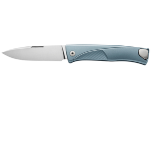 Couteaux pliants bleu ciel avec lame finition satinée et manche en métal rainuré, design fin pour la poche, idéal pour le quotidien et les activités de plein air - Product Image 3