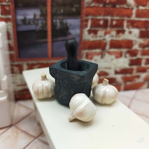 1:12 accesorios de casa de muñecas en miniatura escena de cocina triturador de ajo y modelo de ajo - Product Image 5