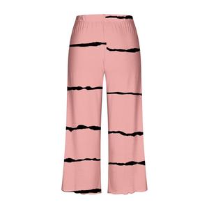 Custom Women's <b>Three</b> <b>Quarter</b> <b>Length</b> Polyester Printed Wide Leg Solid Pants Mid Waist Elastic Breathable Loose Fit Summer Style - Product Image 6