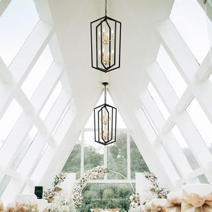 Lámpara Colgante Moderna de 8 Luces Estilo Granja, Lámpara de Techo de Metal Negro para Isla de Cocina o Comedor - Product Image 4
