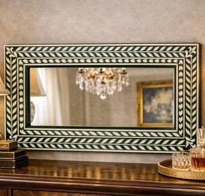 Handmade <b>Rectangle</b> <b>Mirror</b> With Green White Bone Inlay Frame Traditional Decorative <b>Wall</b> <b>Mirror</b> Unique Decoration by GIFTY CRAFT - Product Image 4