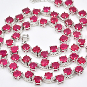 Pink <b>Ruby</b> Gemstone 925 Sterling Silver Jewelry <b>Necklace</b> for Women Bridal Wedding Natural <b>Ruby</b> Stone Fine Jewelry <b>Necklace</b> - Product Image 1