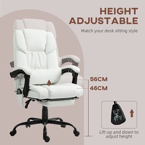 High Back Reclining Executive Office Chair with 6 <b>Vibrating</b> Points White Footrest and <b>Remote</b> for Massaging Purpose - Product Image 4