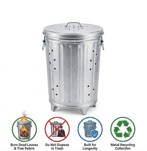 20 Gallon Galvanized Iron Outdoor Compost Can with <b>Lid</b> - Product Image 5