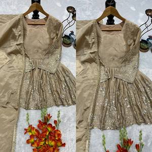 New Designer Heavy Embroidered <b>Kurta</b> Sharara Set With Georgette Dupatta, Indian Traditional Look for Wedding Party 3Piece - Product Image 5