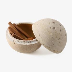 Black Stone <b>Incense</b> <b>Burner</b> with Gold Filigree Lid Aromatherapy Diffuser All Season Use Dark Volcanic <b>Incense</b> Basin - Product Image 4