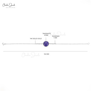 Women's Natural Tanzanite <b>Stone</b> <b>Bracelet</b> 14K White Gold Bezel 10mm Cabochon High Quality Tanzanite Gemstone Chain <b>Bracelet</b> Gift - Product Image 2