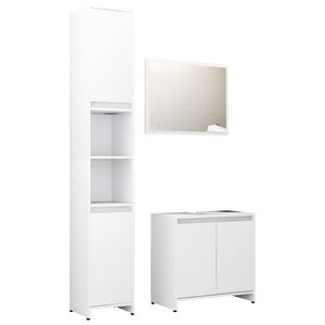 Set di mobili da bagno in legno ingegnerizzato bianco 3 pezzi - Product Image 2