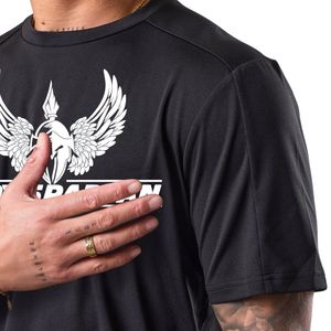 Camiseta Deportiva Negra para Hombre, Manga Corta, Transpirable, Ligera, para Gimnasio, Entrenamiento, Running, Fitness, Cuello Redondo - Product Image 5