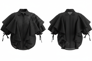 Blusa de Trabajo Elegante con Volantes y Mangas con Lazos, Camisa de Vestir Informal de Moda con Botones y Corte Holgado - Product Image 3