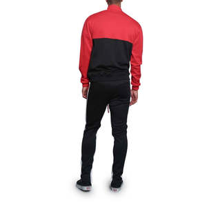 Ensemble de survêtement homme rouge et noir, veste zippée intégrale et pantalon slim, tenue de sport athlétique pour l'entraînement et le jogging, personnalisable avec logo - Product Image 4