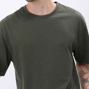 Men's O-Neck Short Sleeve Olive Green 100% Cotton Jersey <b>Patchwork</b> Eco-friendly Breathable Casual Knitted T-<b>Shirt</b> Regular Fit - Product Image 6