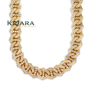 S925 Gold Plated Link <b>Chain</b> Necklace With Lab Grown Crystal Rhinestones Unisex Luxury Style - Product Image 1
