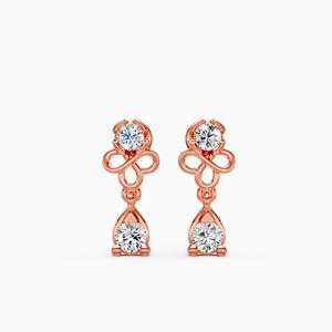 Pendientes de diamantes cultivados en laboratorio de 0.57 quilates con diseño de nudo elegante en oro amarillo, blanco y rosa de 9 quilates. - Product Image 1