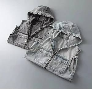 Chaleco Vaquero Unisex Casual Holgado con Capucha, Chaqueta sin Mangas Transpirable, Moda Otoñal, Ropa de Calle - Product Image 5