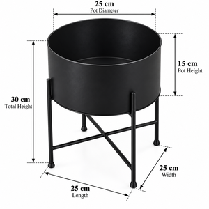 Pot de fleurs cylindrique moderne en métal noir mat avec support et fleurs blanches, décoration contemporaine pour intérieur et extérieur. - Product Image 3