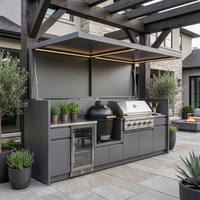 Cuisine extérieure européenne avec barbecue à gaz et abri, en acier inoxydable 304 de haute qualité, résistant au feu, pour patio