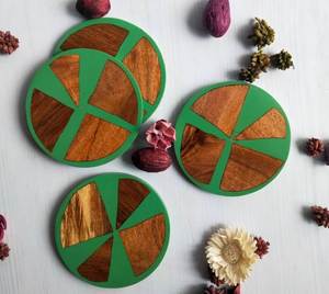 Sous-verres en bois écologiques avec design en résine, personnalisés, pour le petit-déjeuner, ensembles de sous-verres et tapis de table au meilleur prix - Product Image 1