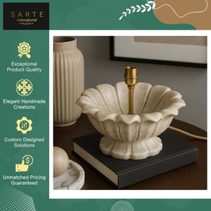 New Arrival Top Quality Heavy-Duty Natural Stone Industrial Modern Luxury Decor Artisan-Carved Eco-Friendly LED Marble <b>Lamp</b> Base - Product Image 4