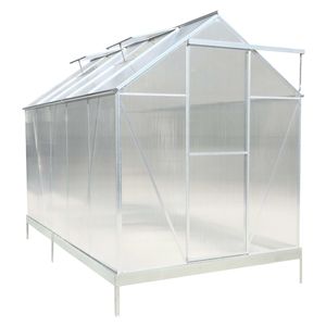 Invernadero de aluminio resistente para exteriores de 6.3*10.2*7 con techo de policarbonato, canalón de lluvia y puerta de ventilación para uso en jardín - Product Image 1