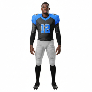 Uniformes de Fútbol Americano Transpirables Unisex en Oferta, Diseño Sublimado Personalizable de 2 Tonos, 100% Poliéster, Pantalones Cortos Plus - Product Image 1