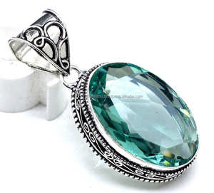 Colgante hecho a mano de Plata de Ley 925, piedra preciosa de apatita con forma de amantes, colgante de joyería de plata elegante, regalo para él, compromiso - Product Image 2