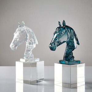 Tête de cheval en résine, sculpture animale artificielle, figurines décoratives, accessoires de décoration pour salon - Product Image 6