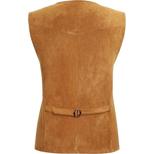 Gilet en cuir suédé vintage pour homme, style western cowboy, avec franges et pompons, boutons-pression, décontracté, OEM - Product Image 4