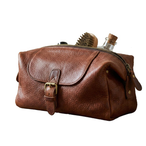 Luxury Leather Wash Bag Travel Toiletry Organizer Waterproof Dopp Kit Mens Groming Cosmetic Storage Case Portable Bathroom Pouch - Product Image 1