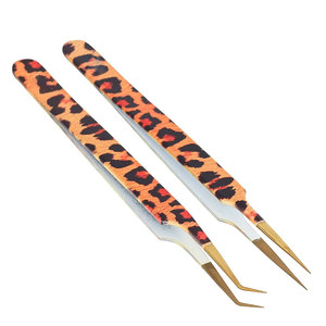Pinzas para Pestañas con Diseño de Leopardo para Artistas de Pestañas, Pinzas Rectas y Curvas para Extensión de Pestañas, Pinzas para Injerto de Pestañas - Product Image 4
