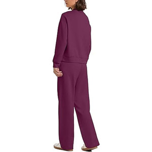 ชุดเซ็ตสองชิ้นสำหรับผู้หญิง ชุดลำลองฤดูใบไม้ผลิ เสื้อคอเต่าและกางเกงขายาวทรงกว้าง ชุดเที่ยวพักผ่อนและเดินทางสุดเก๋ - Product Image 4